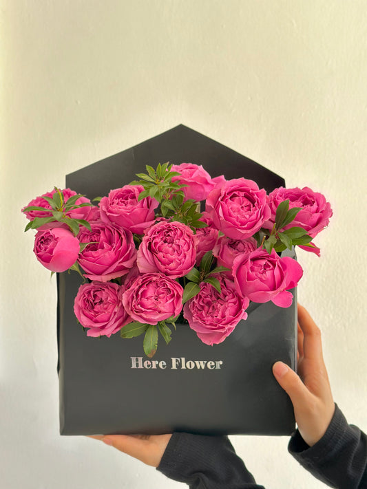 Modern Envelope Purple Rose Flower Box