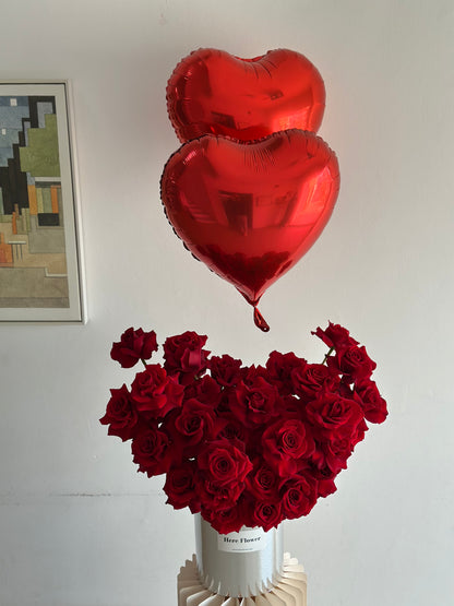 Luxury Red Box with Heart Balloons