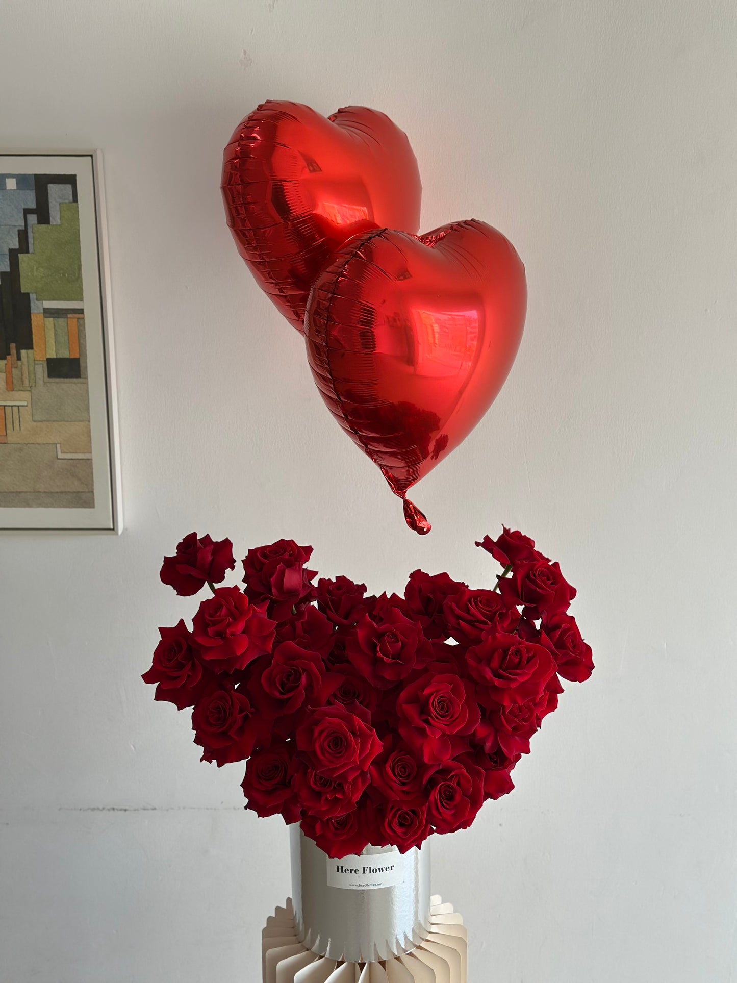 Luxury Red Box with Heart Balloons